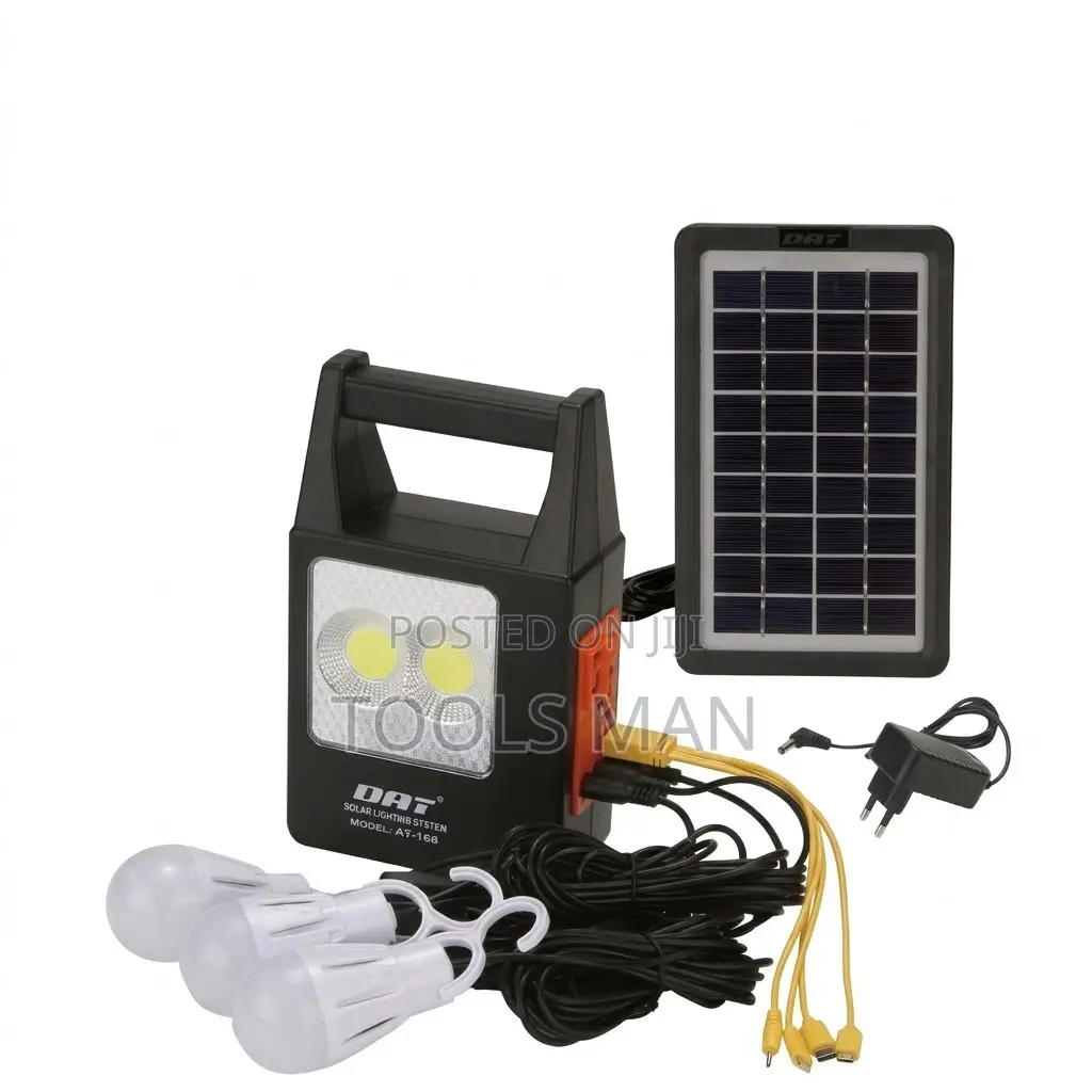 DAT AT-168 Solar Home Lighting System + Dual COB Floodlight 3 Bulbs