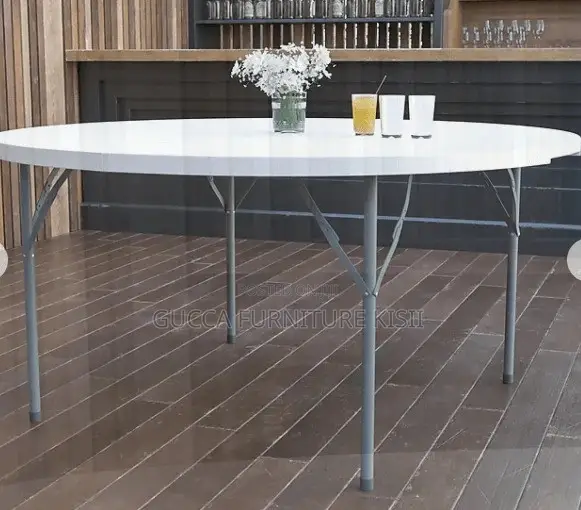 White 150cm Foldable Round Patio Table