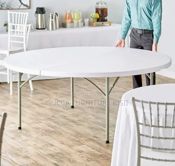 White 150cm Foldable Round Patio Table