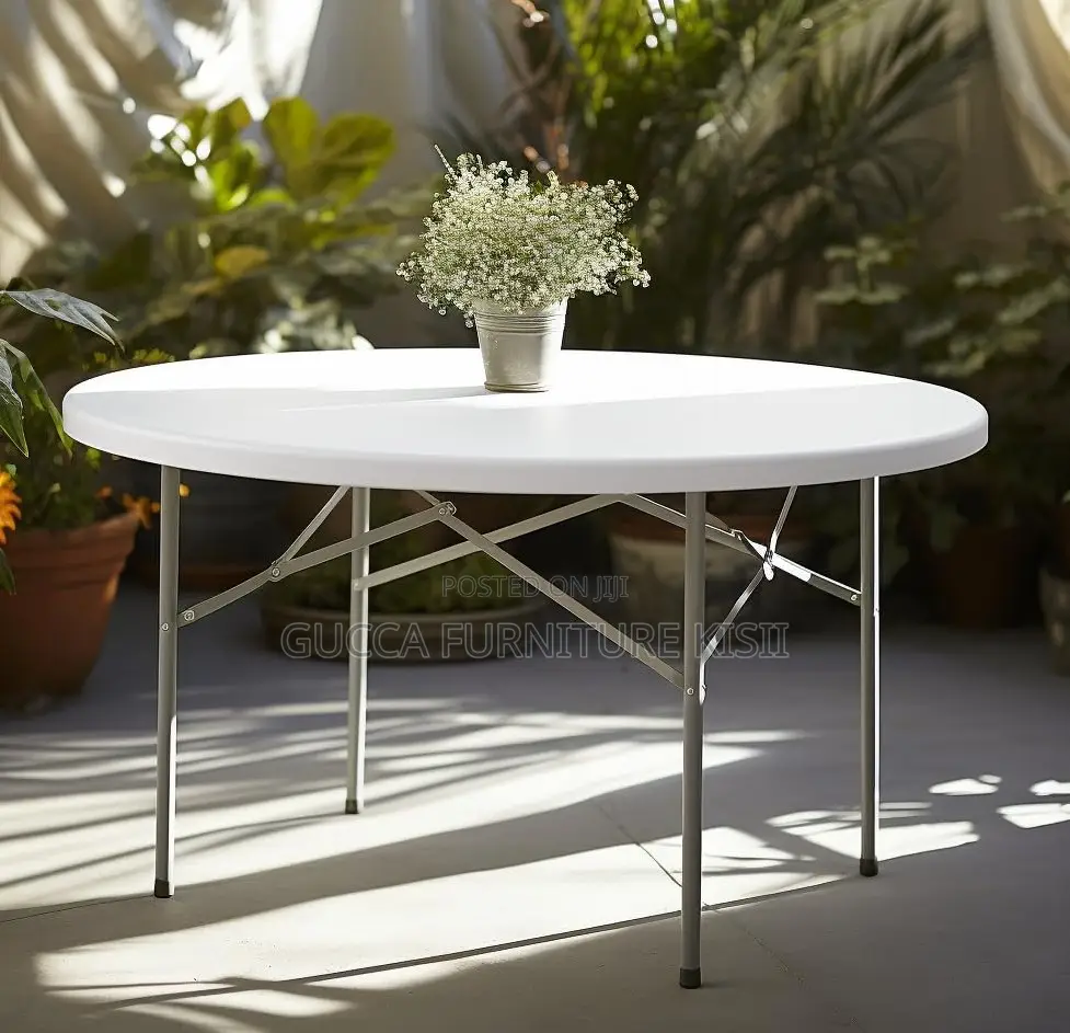 White 150cm Foldable Round Patio Table