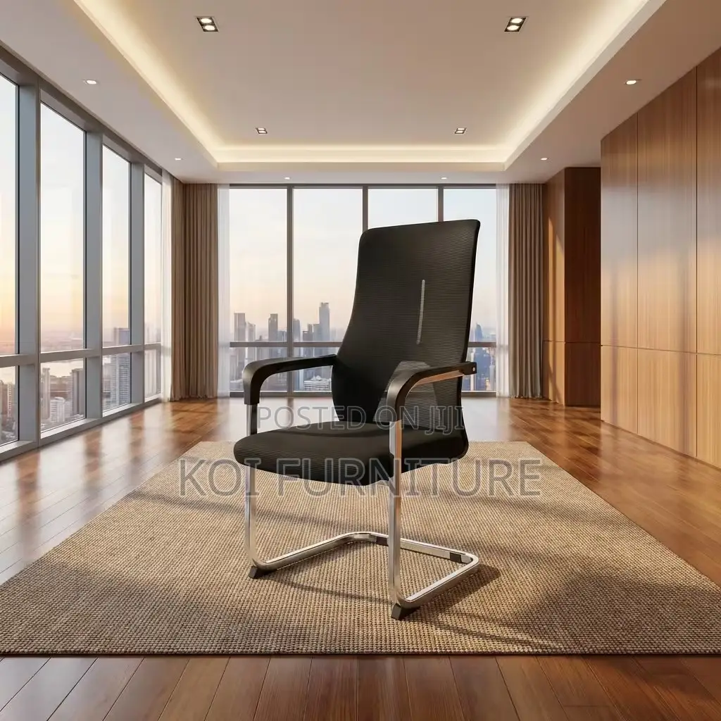 Office Chair : Black Ergonomic Mesh Office Visitor Chair