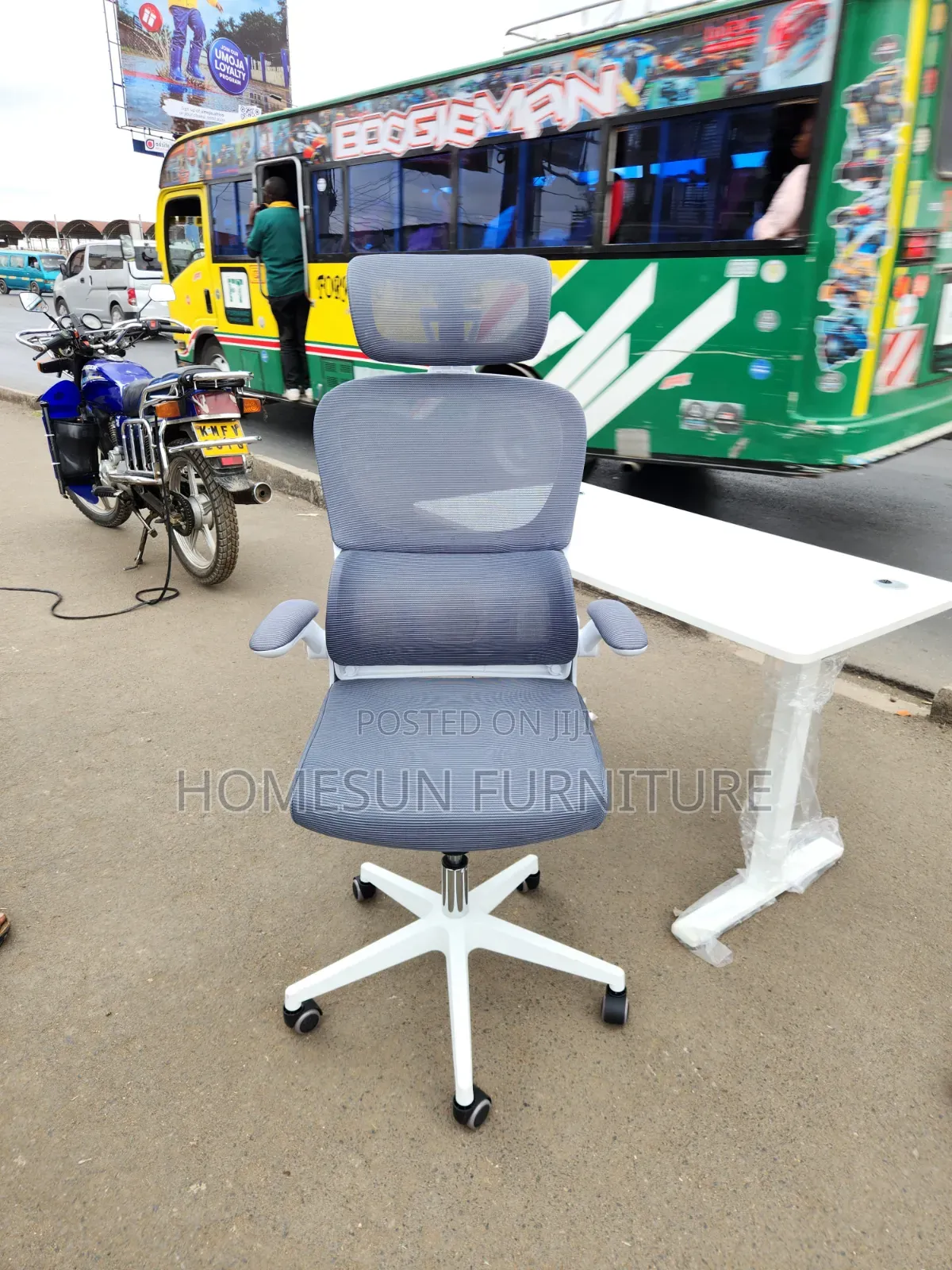 Ergonomic Executive Office Chair With Headrest Footrest – Grey