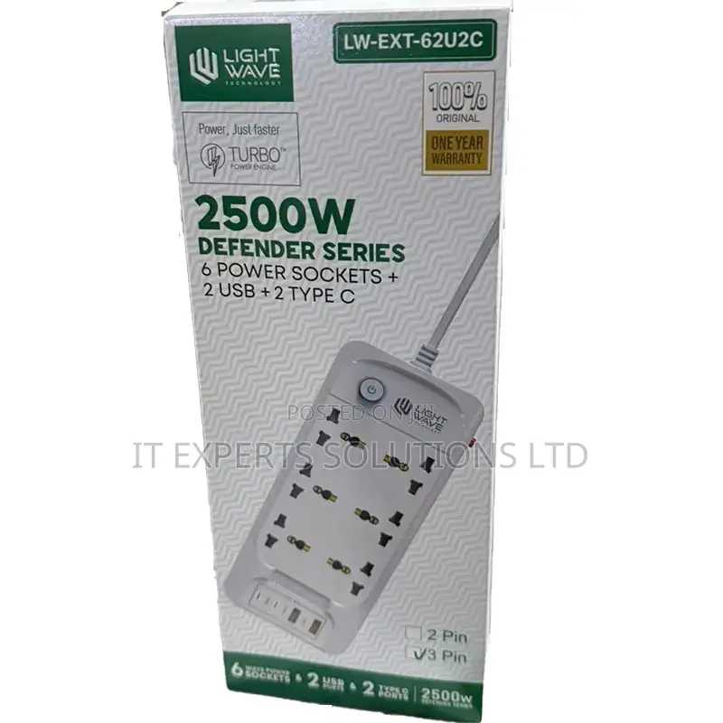 Lightwave 6 Way Extension With 2 Type C + 2 USB Ports - 62u2c