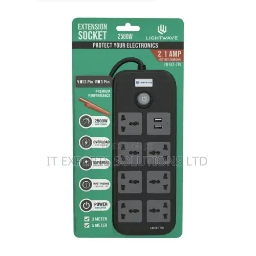 Lightwave 7 Way Extension With 1 Type C + 1 USB