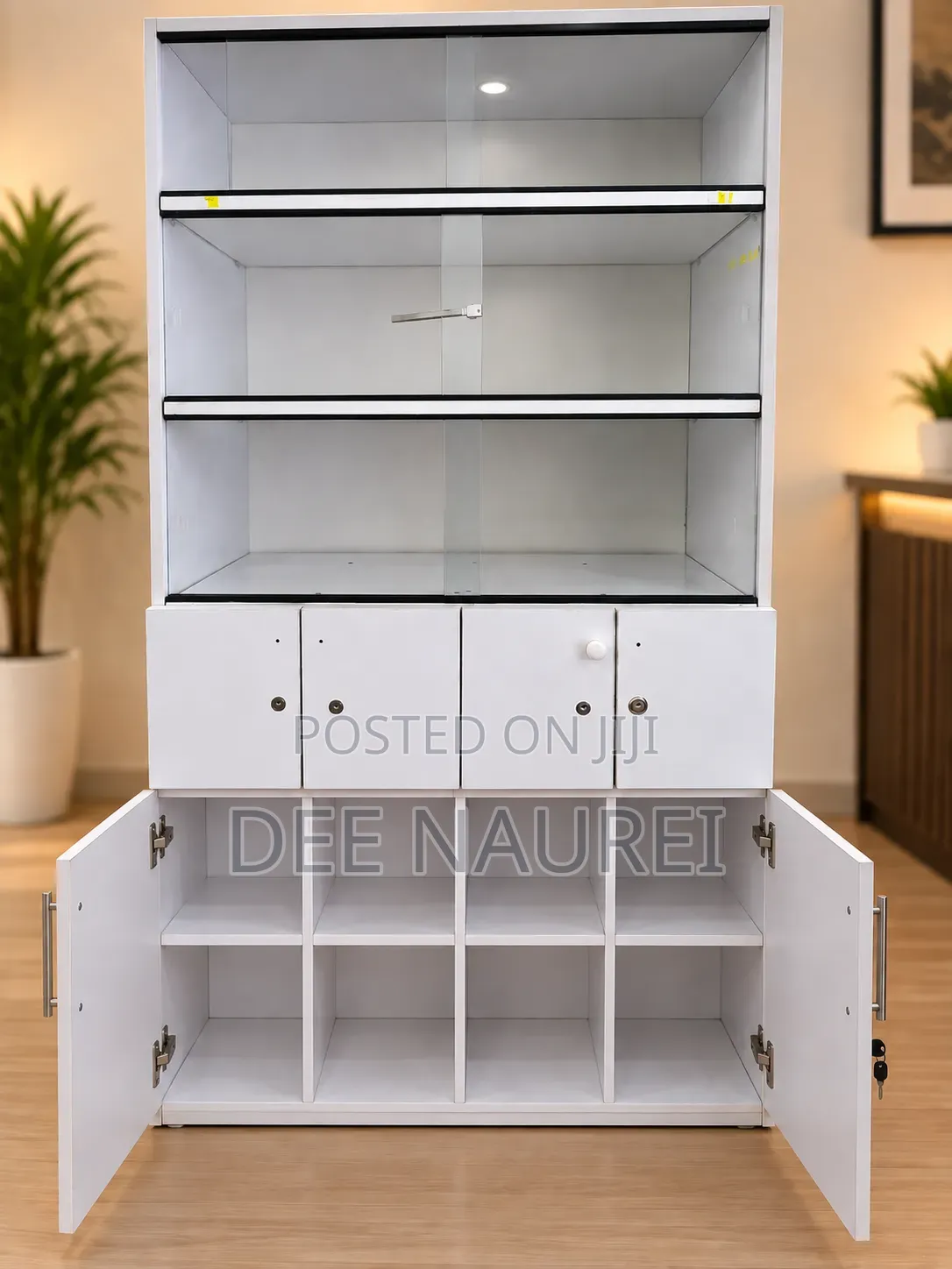 White Salon Cosmetics Display Cabinet With Storage
