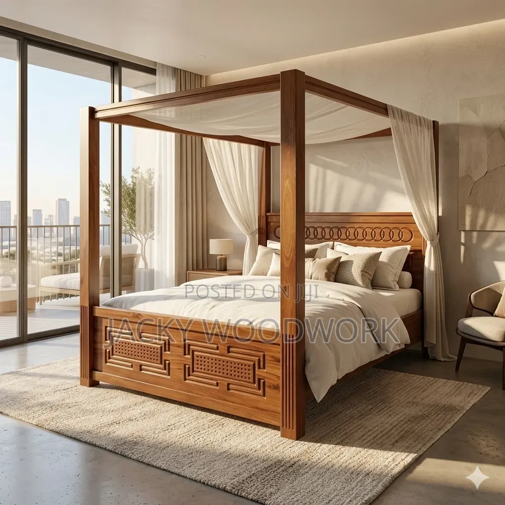 Elegant 4-Poster Hardwood King Size Bed