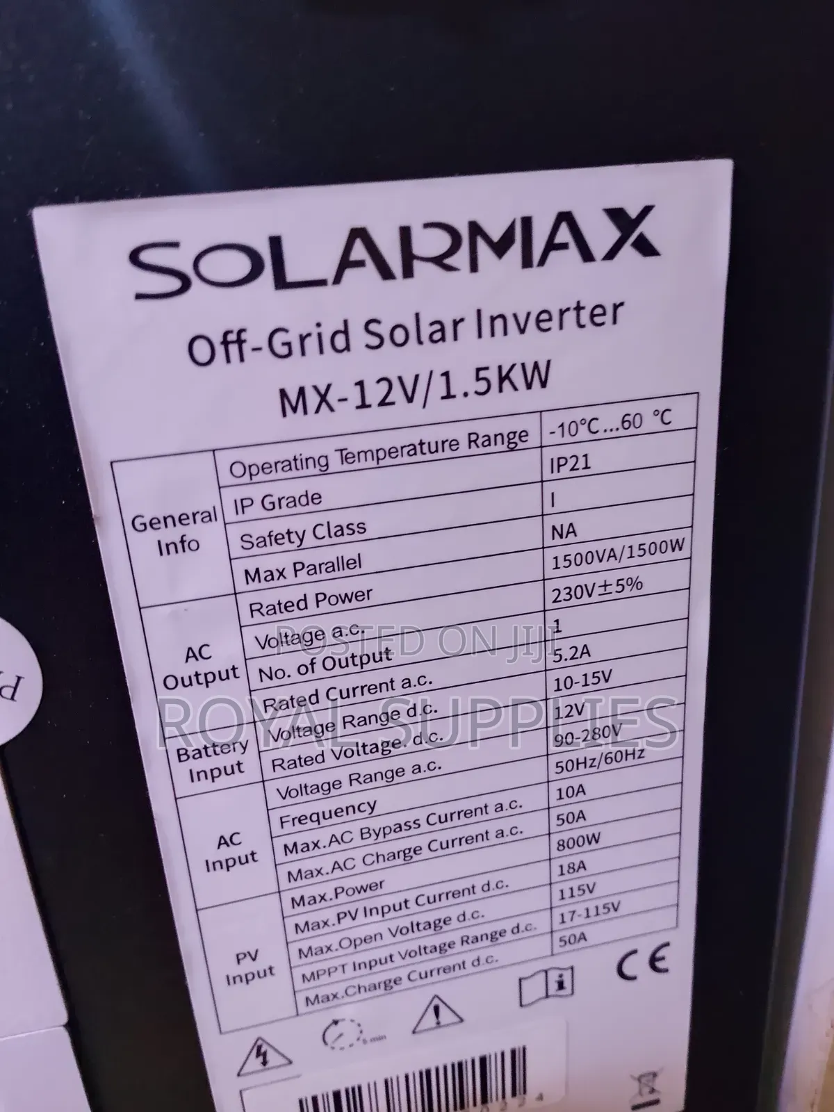 1.5kva Hybrid Solar Inverter 12v 50a MPPT