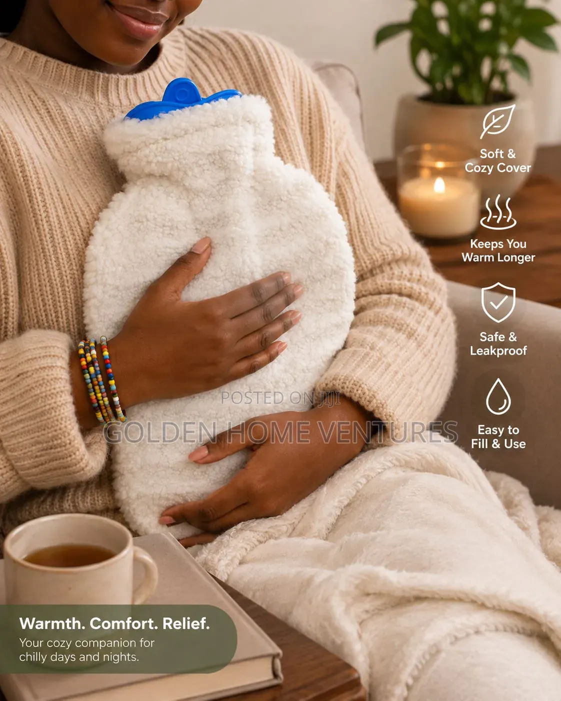Cozy Fleece Covered Hot Water Bottle - Pain Relief Warmth
