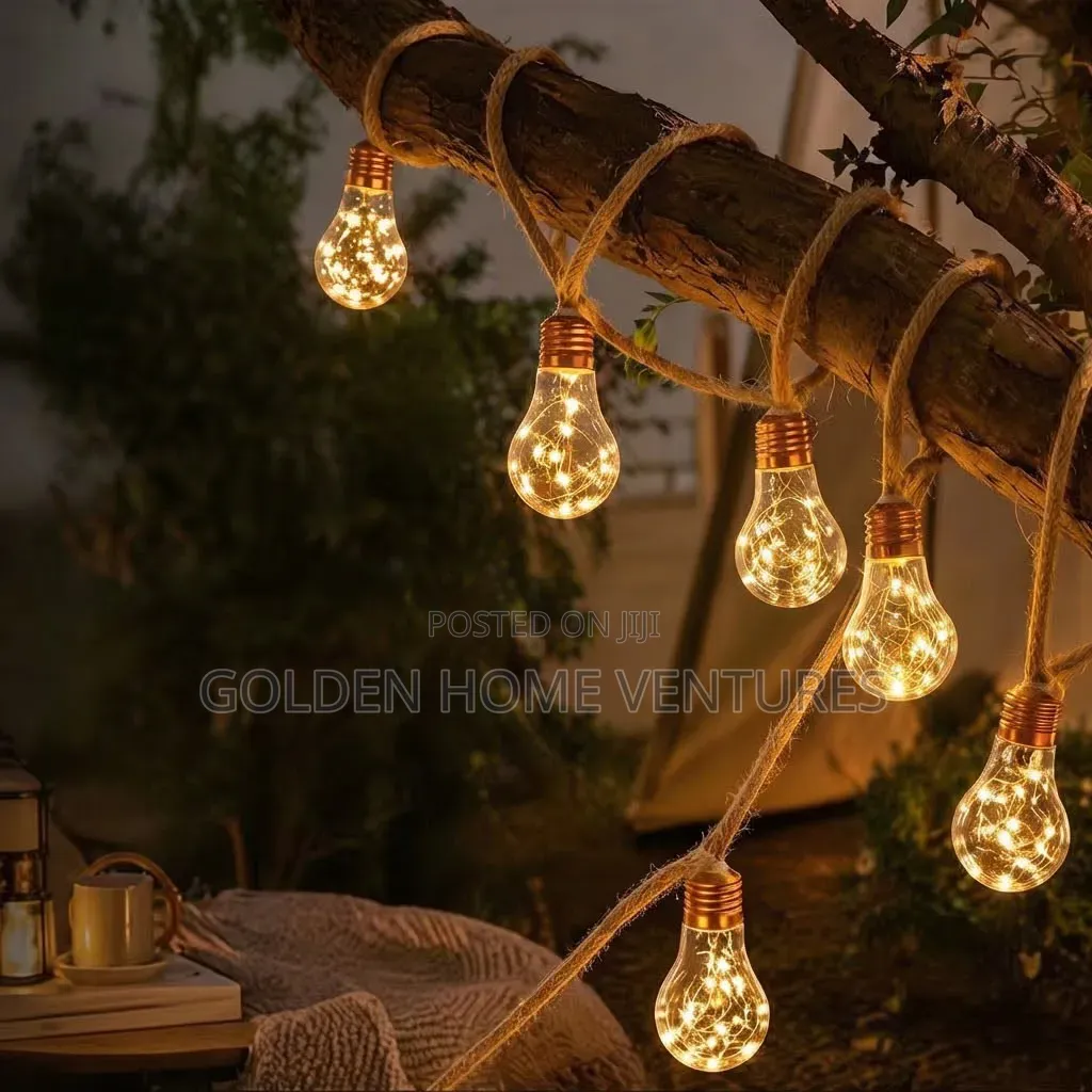 10m Vintage Hemp Rope Christmas Lights — USB + Solar Indoor Outdoor