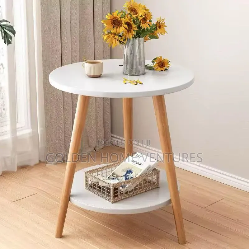 2 Tier Minimalist Nordic Side Table Round Coffee Stand