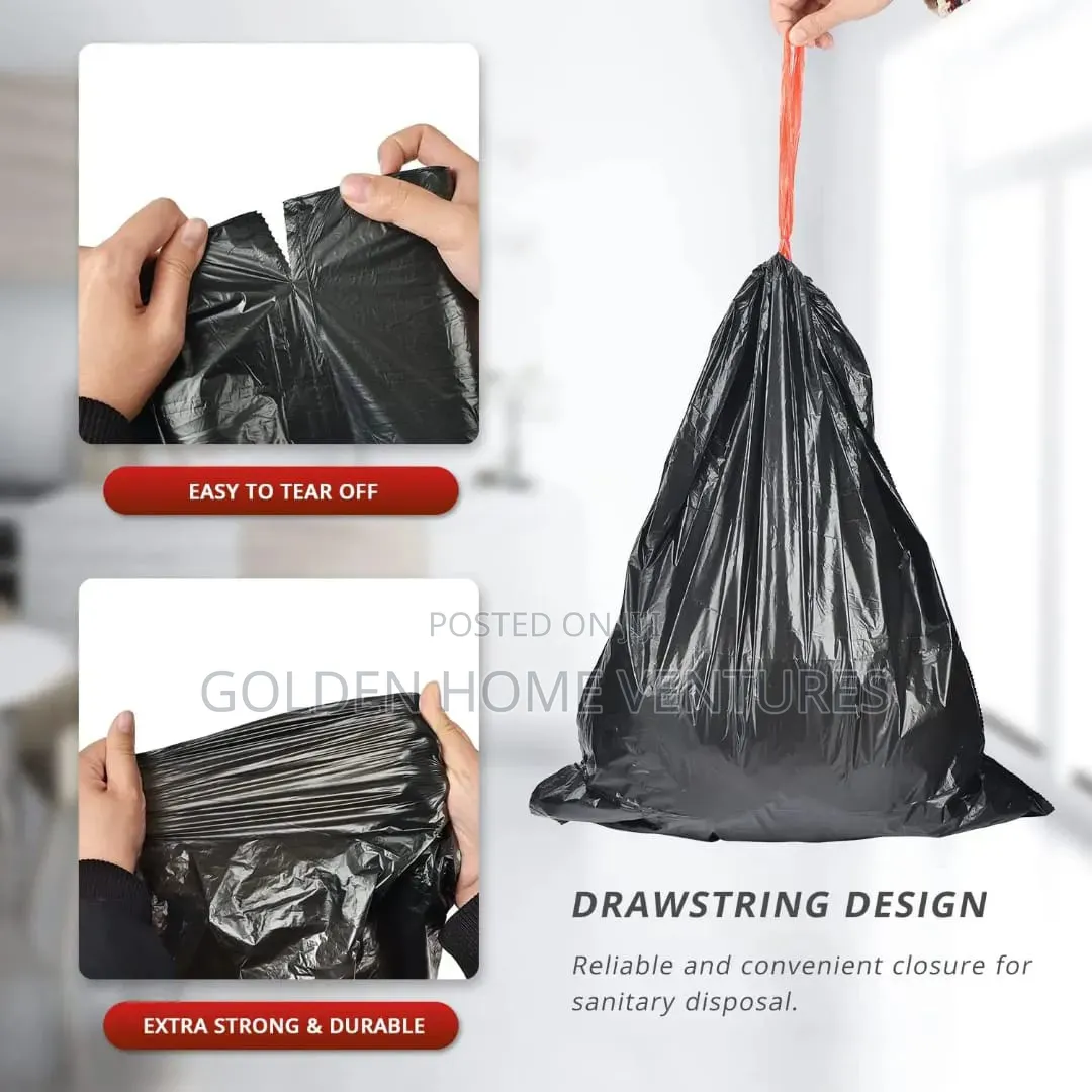 Extra Strong Drawstring Trash Bags Heavy Duty Garbage Liners