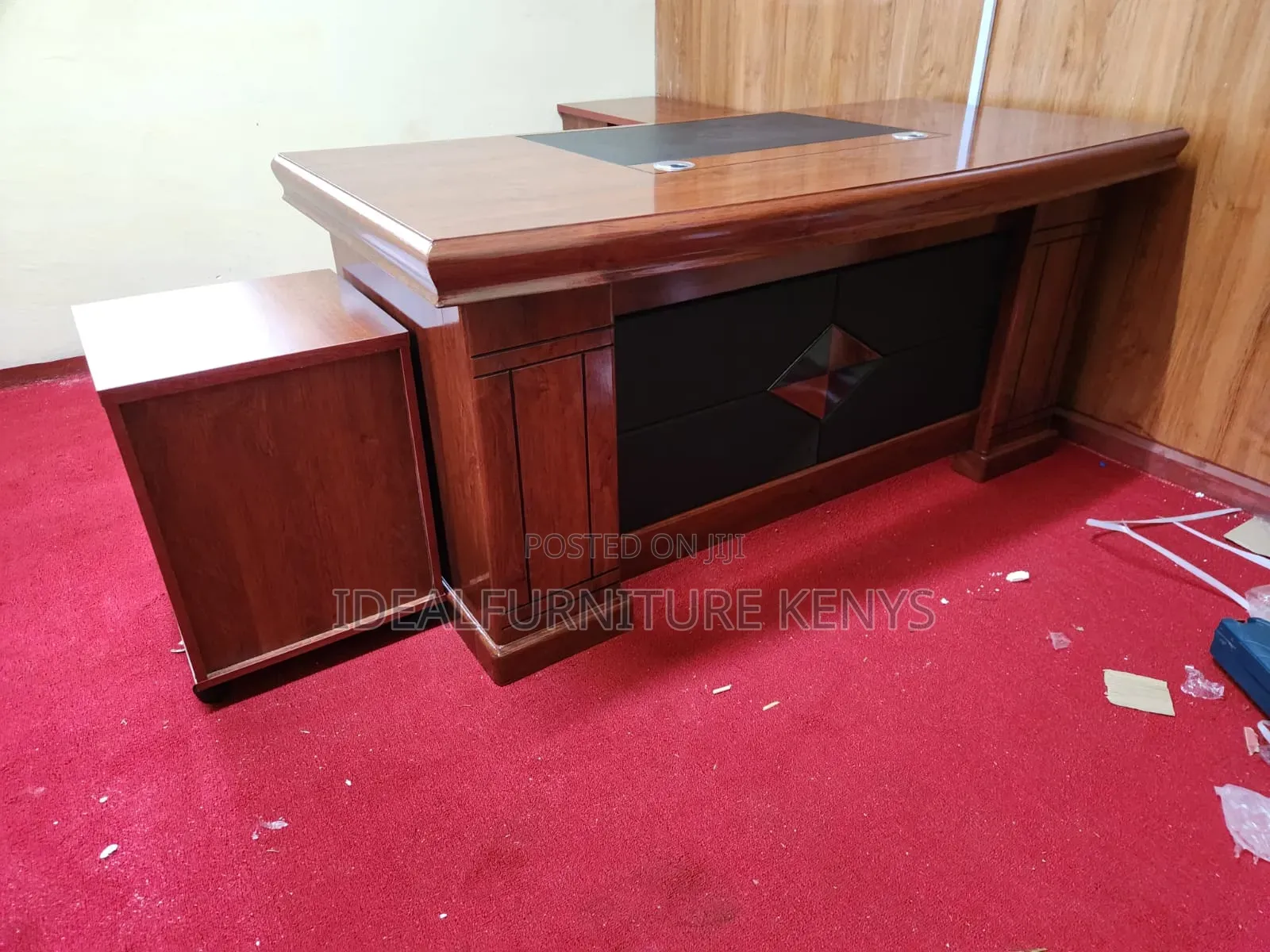 Executive Office Desk 1.8M - Mahogany Brown L Shaped