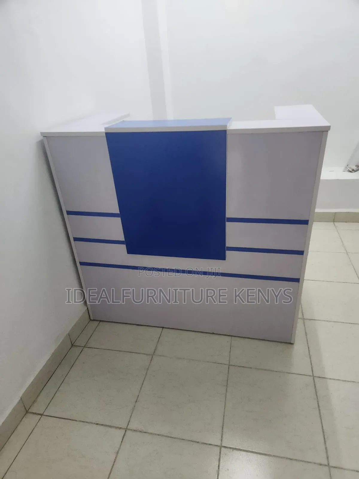 Blue White Reception Desk