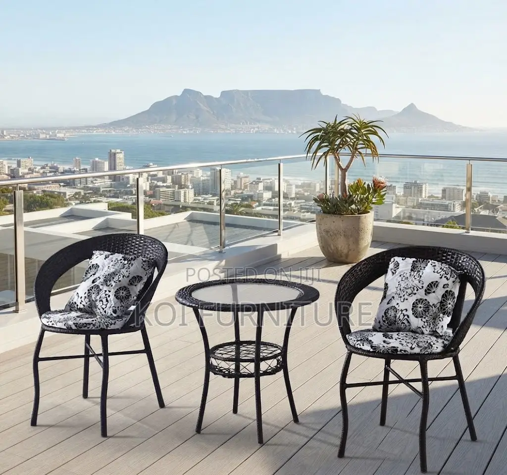 Dining Set; Rattan Two Seaters Balcony Outdoor Set With Table