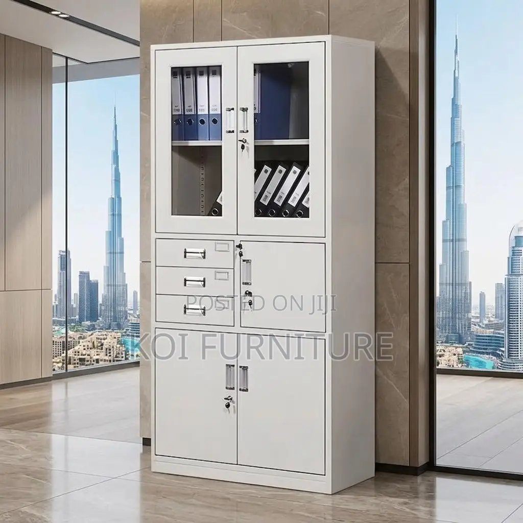 Office Cabinet; Stainless Gray Files Cabinet With Double Doors