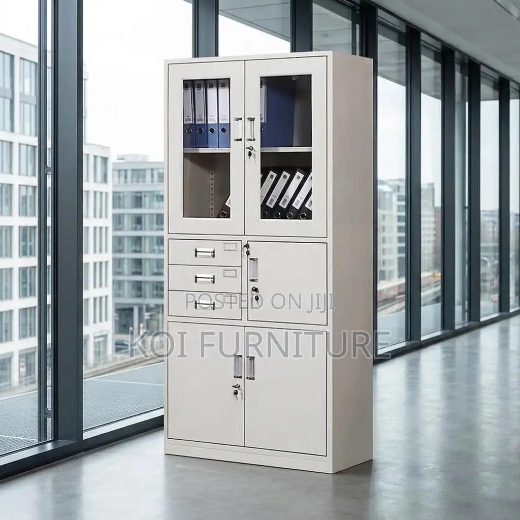 Office Cabinet; Stainless Gray Files Cabinet With Double Doors