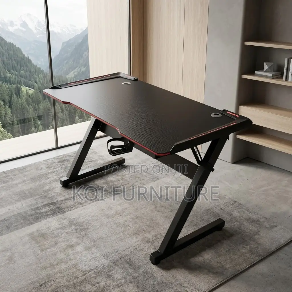 Office Desk; Black Ergonomic Home Office Computer Gamers Desk