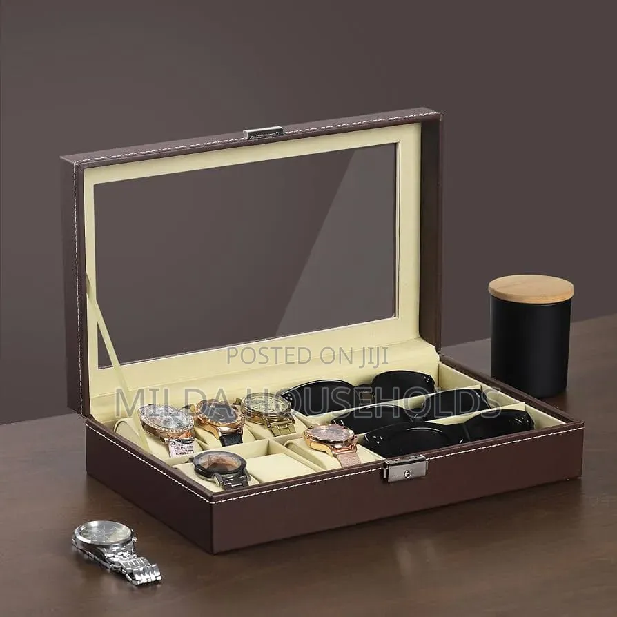 *Back in Stock * *9 Slot Multi Watch Leather Box Organizer