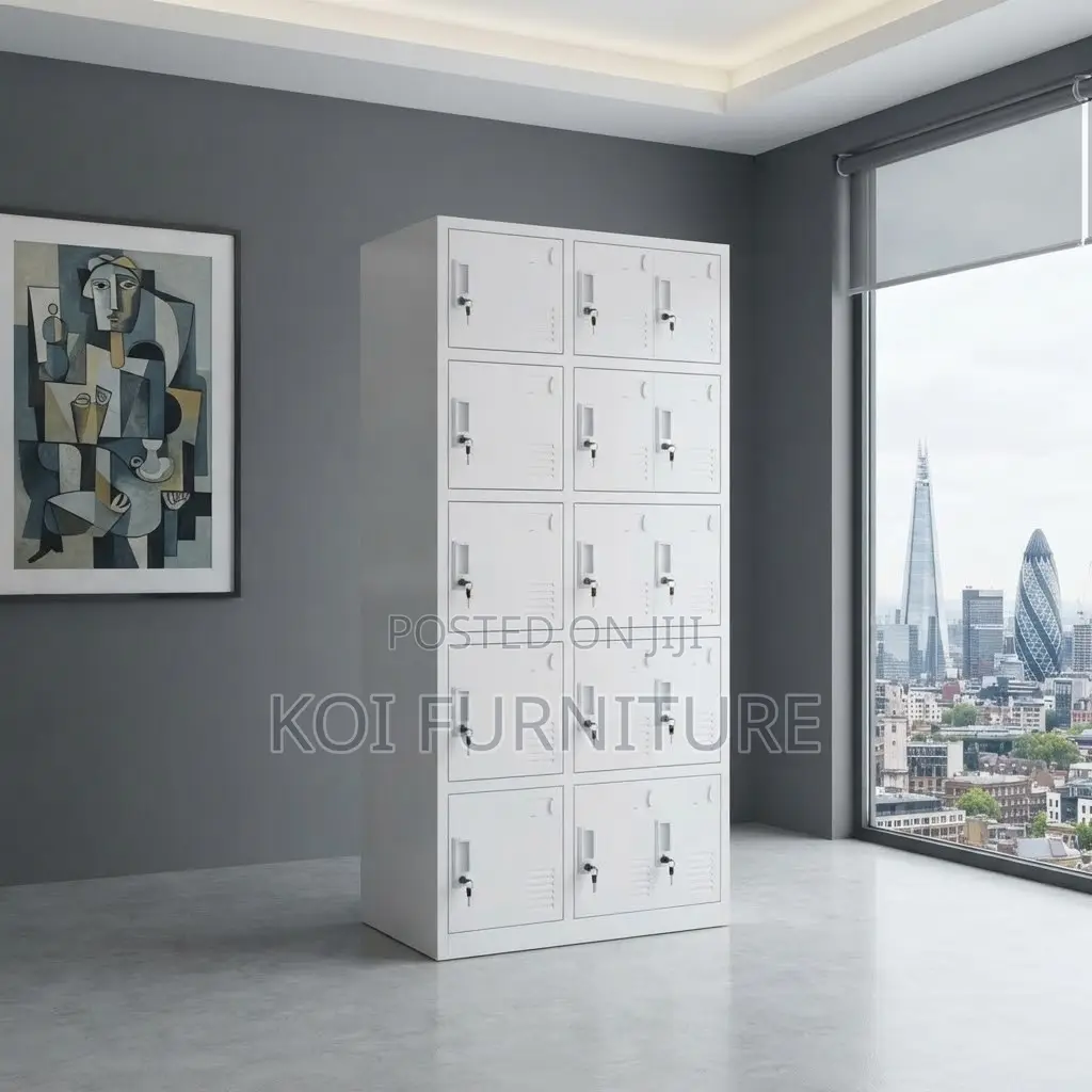 Office Cabinet; 15 Gray Lockable Modern Office Files Cabinet