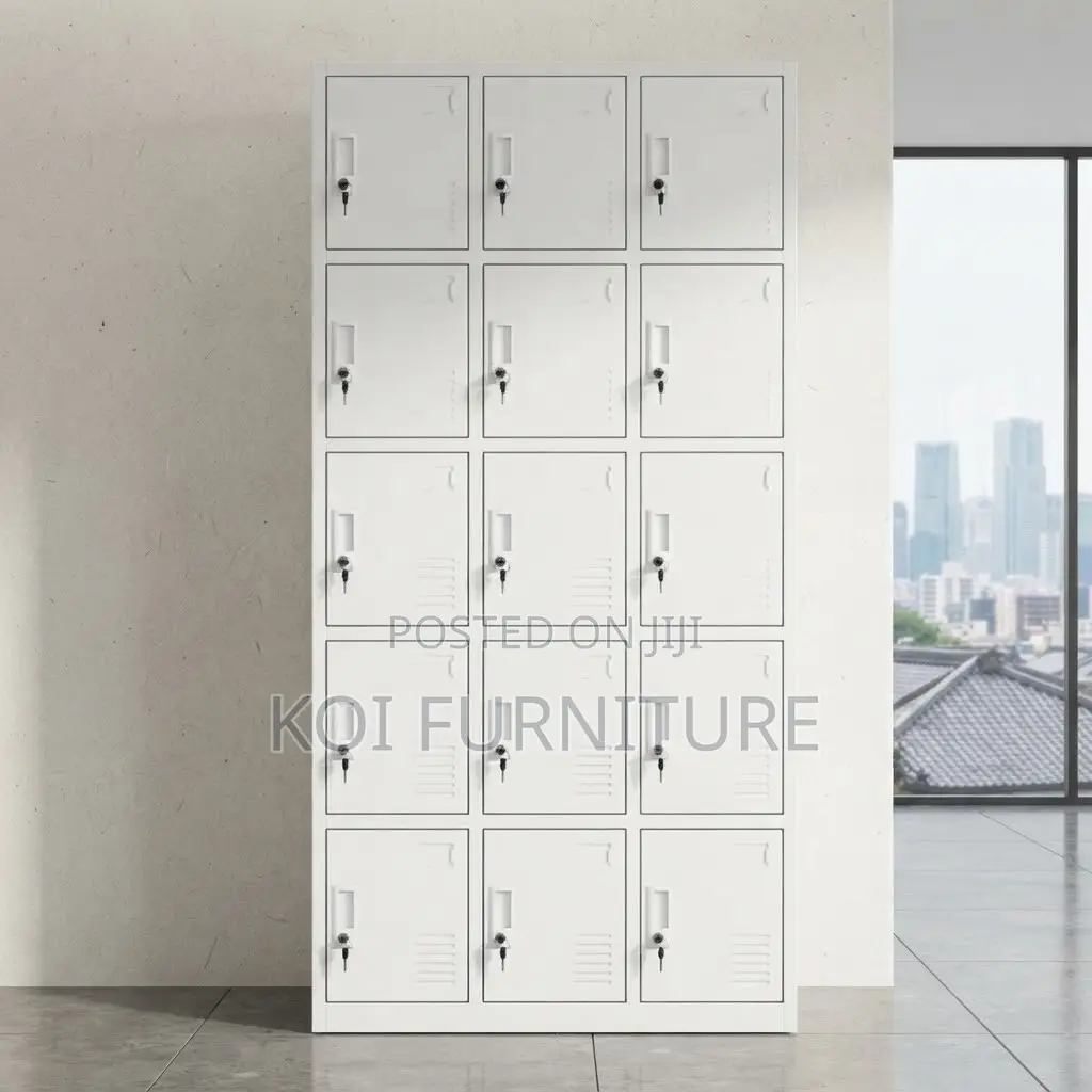 Office Cabinet; 15 Gray Lockable Modern Office Files Cabinet