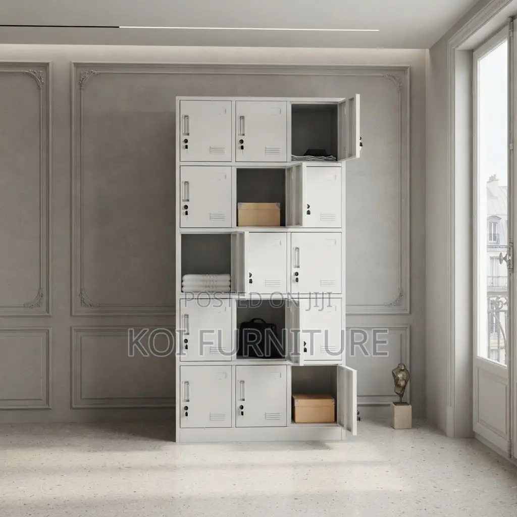 Office Cabinet; 15 Gray Lockable Modern Office Files Cabinet