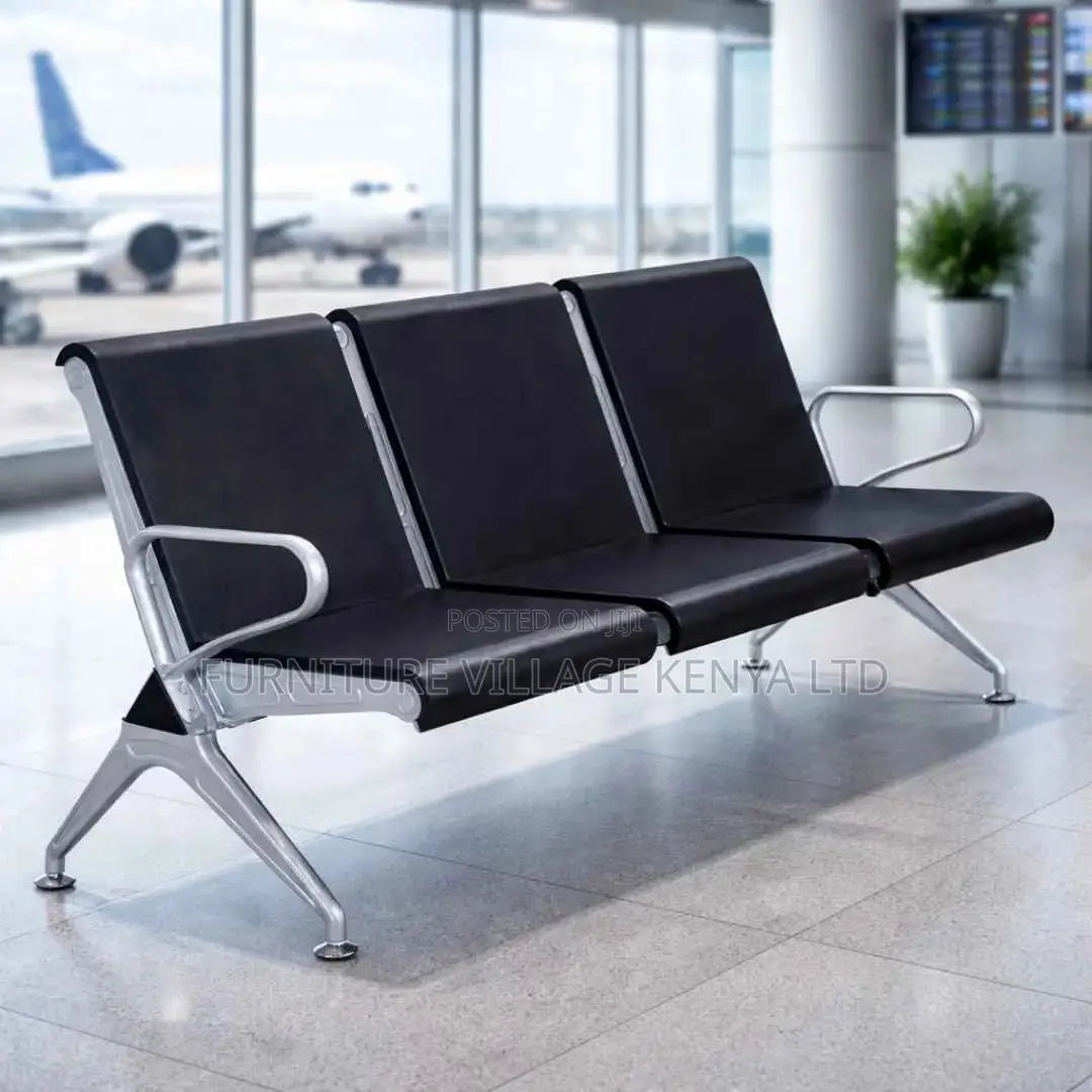 Bench; Heavy Duty Black Hard Padded Public Reception Bench