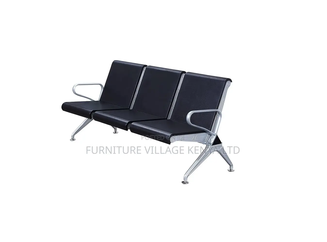 Bench; Heavy Duty Black Hard Padded Public Reception Bench