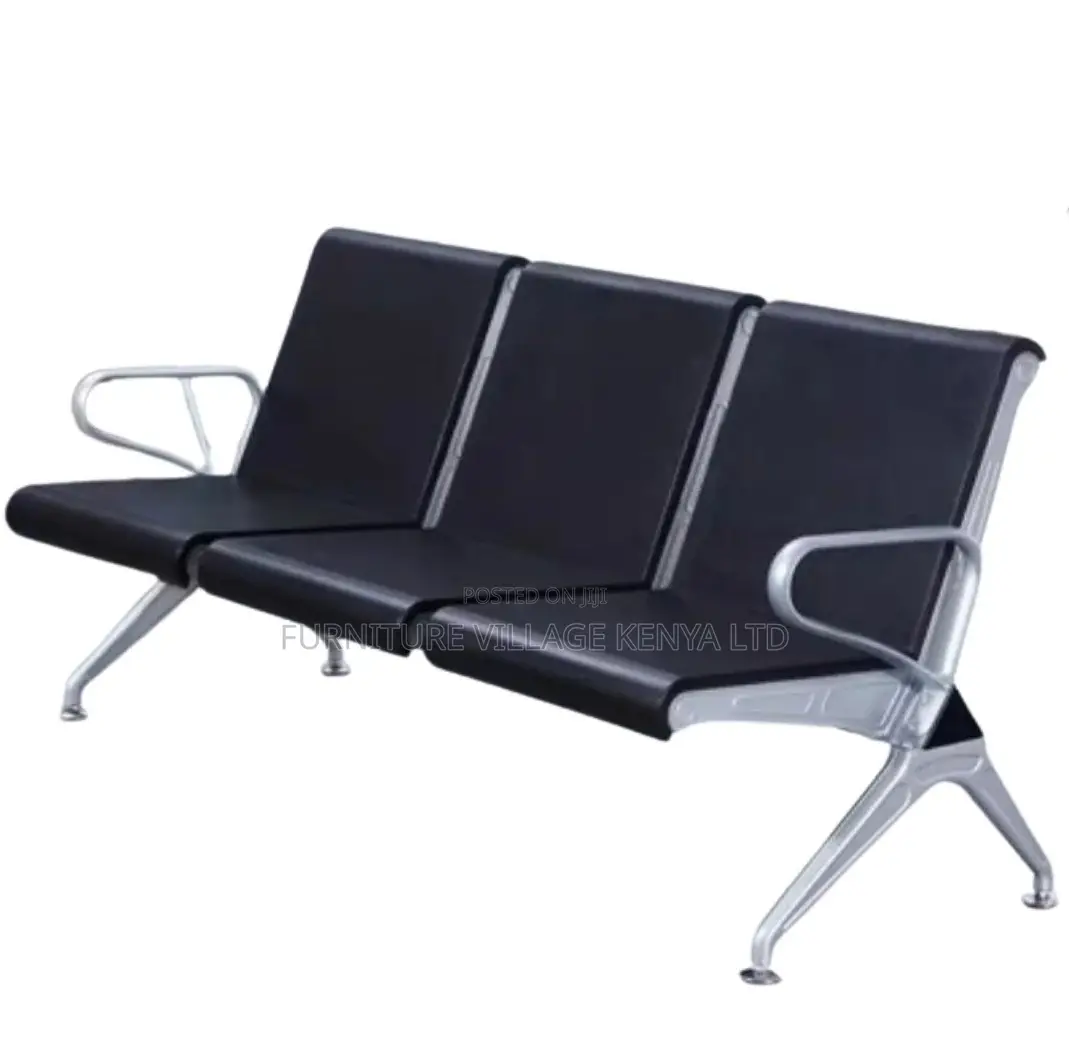 Bench; Heavy Duty Black Hard Padded Public Reception Bench