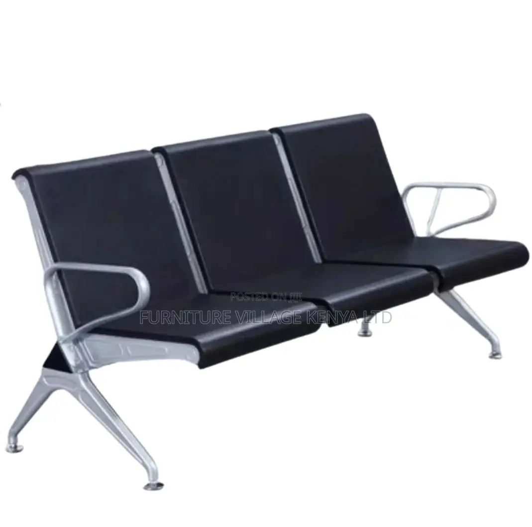 Bench; Heavy Duty Black Hard Padded Public Reception Bench