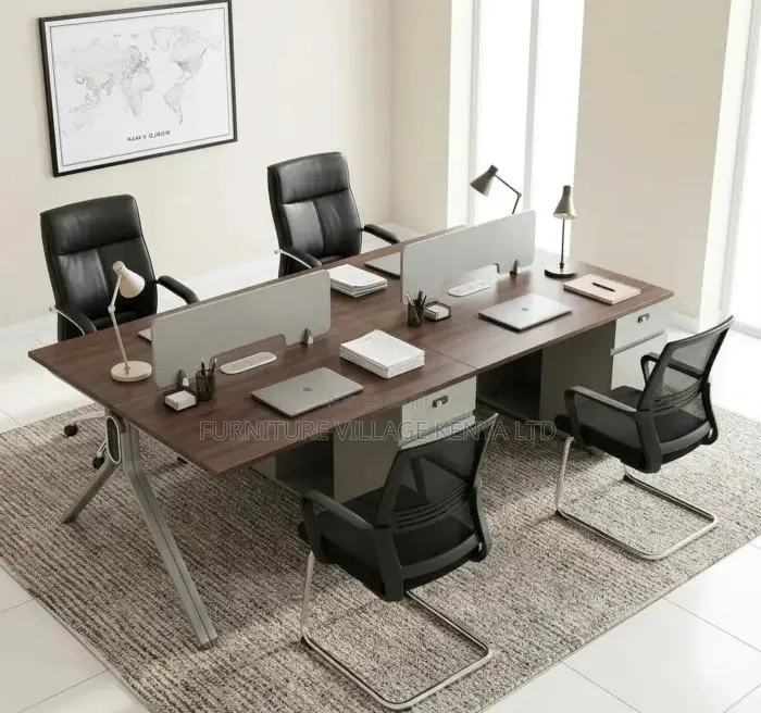 Workstation; 4 Seater Staff Wooden Office Workstation Table