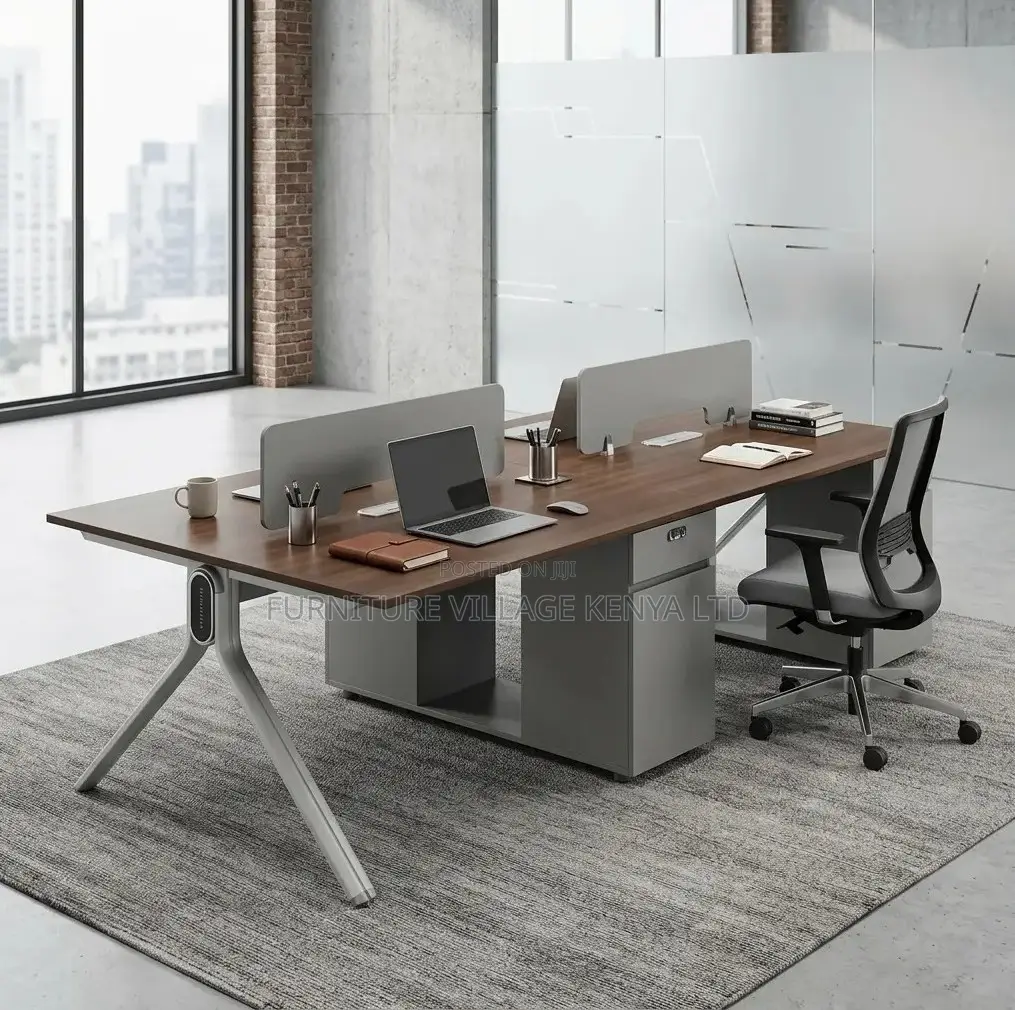Workstation; 4 Seater Staff Wooden Office Workstation Table