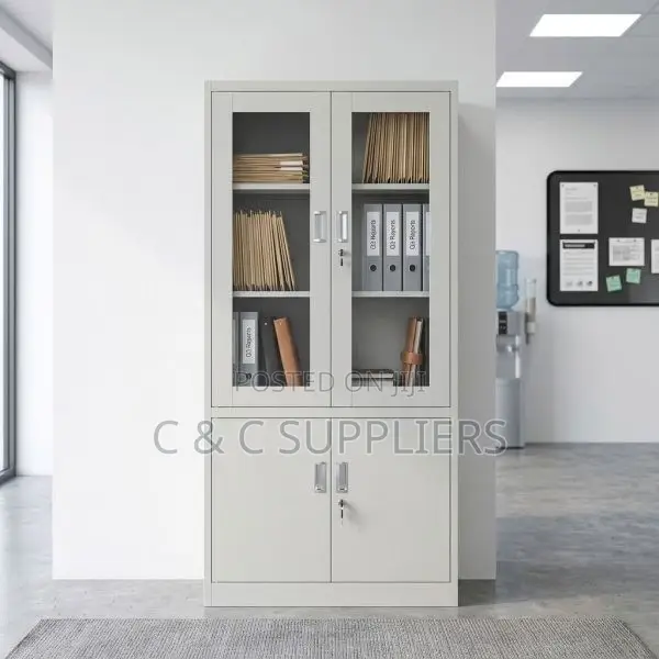 2-Door Glass-Front Storage Cabinet