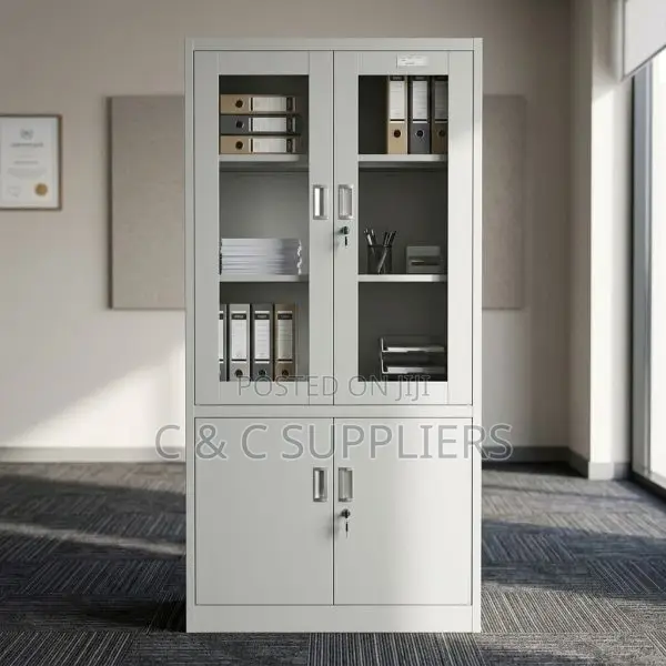 2-Door Glass-Front Storage Cabinet