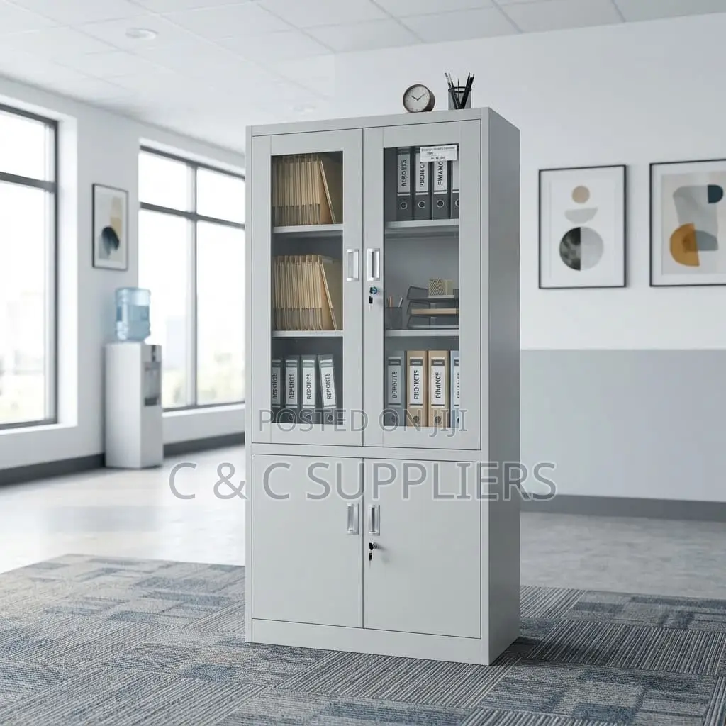 2-Door Glass-Front Storage Cabinet