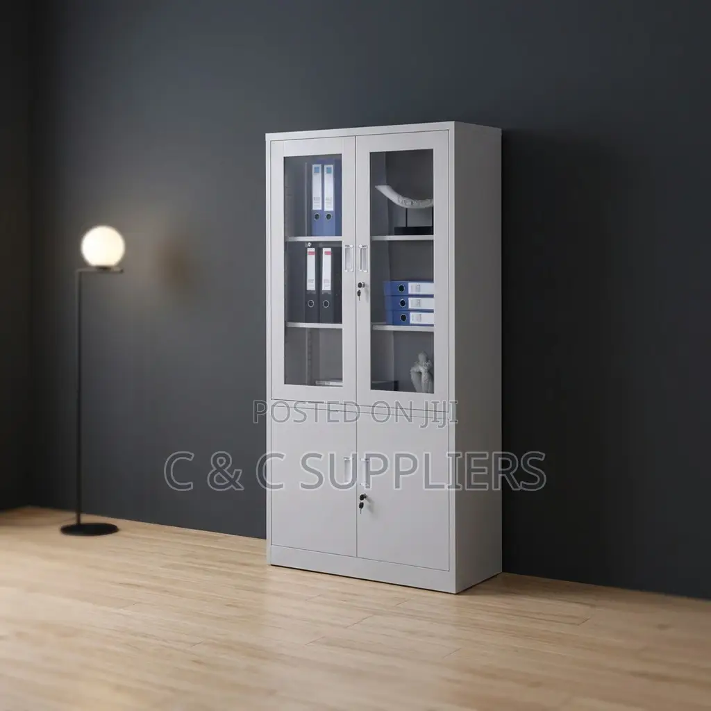 2-Door Glass-Front Storage Cabinet