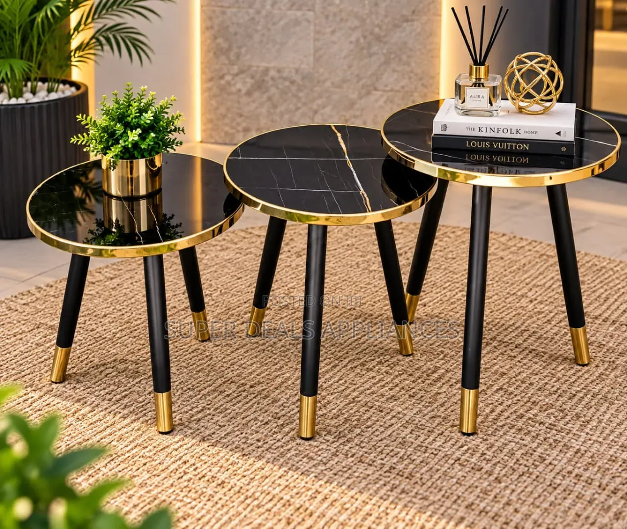 Mordern 3 in 1 Pure Marble Table