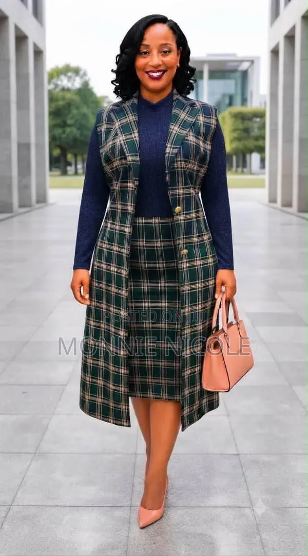 Official Women Dress Suit. Dress and Long Half Coat