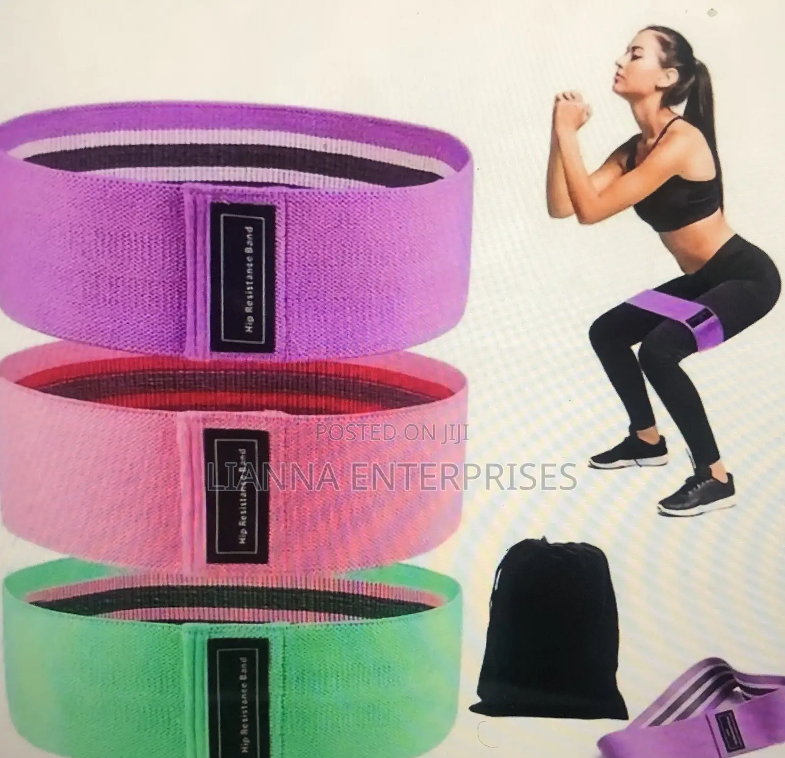 3 Pack Non-Slip Fabric Hip Resistance Bands