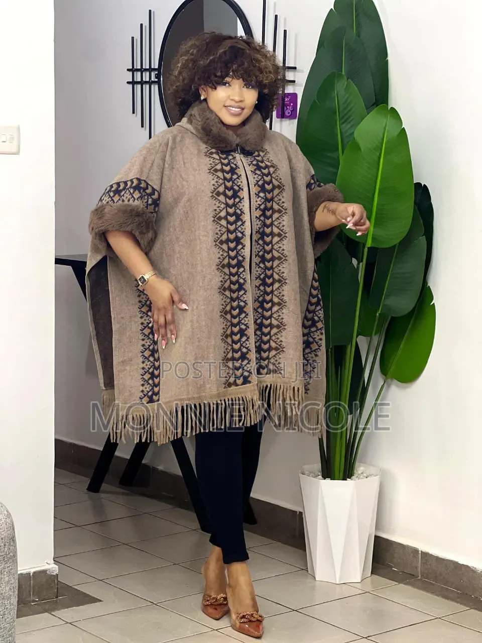 Warm Poncho With Hoodie for Women.