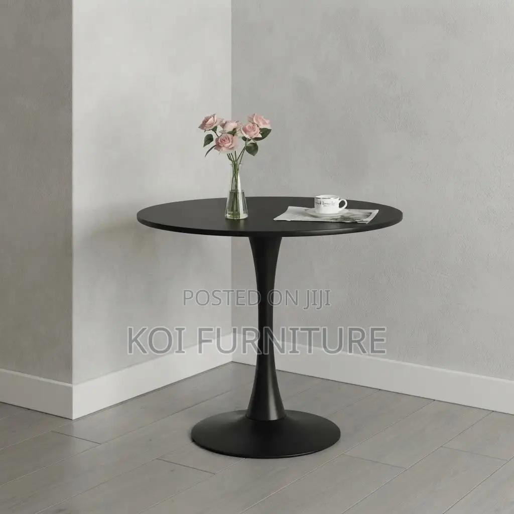 Coffee Table; Marble Round Black Home Offices Meeting Coffee Table