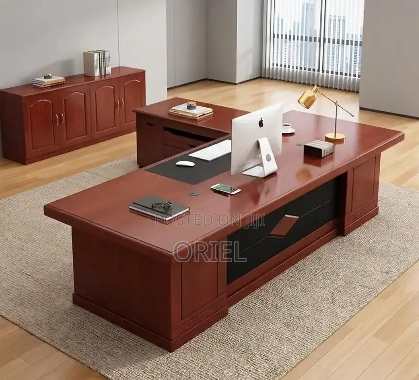 L-Shaped CEO Executive Office Desk – Modern Spacious Workstation