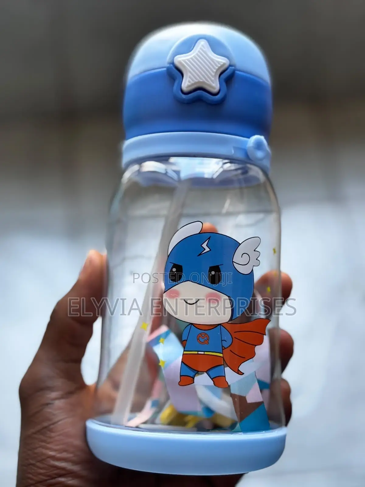 Blue Cartoon Water Bottle