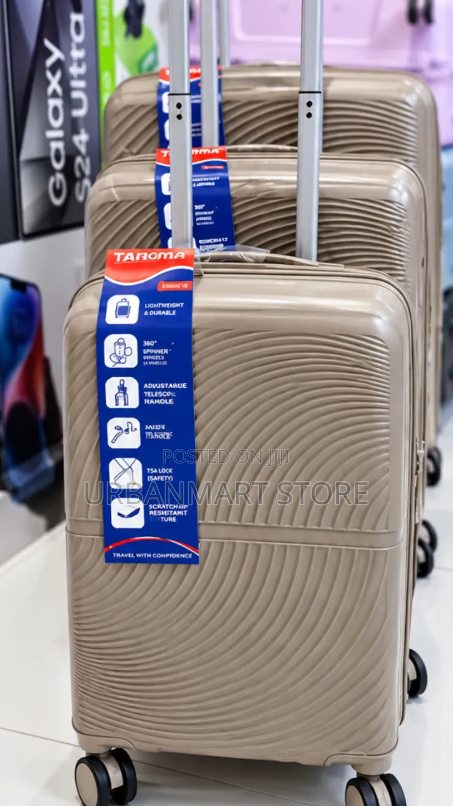 3 in 1 Unbreakable Rubber Suitcase Set Size - Large Capacity