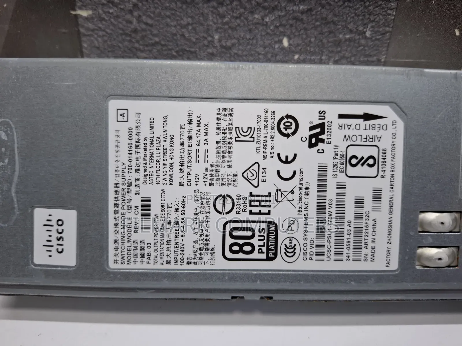 Cisco C220 C240 M4 M5 770w Power Supply Psu Ucsc-Psu1-770w for Server