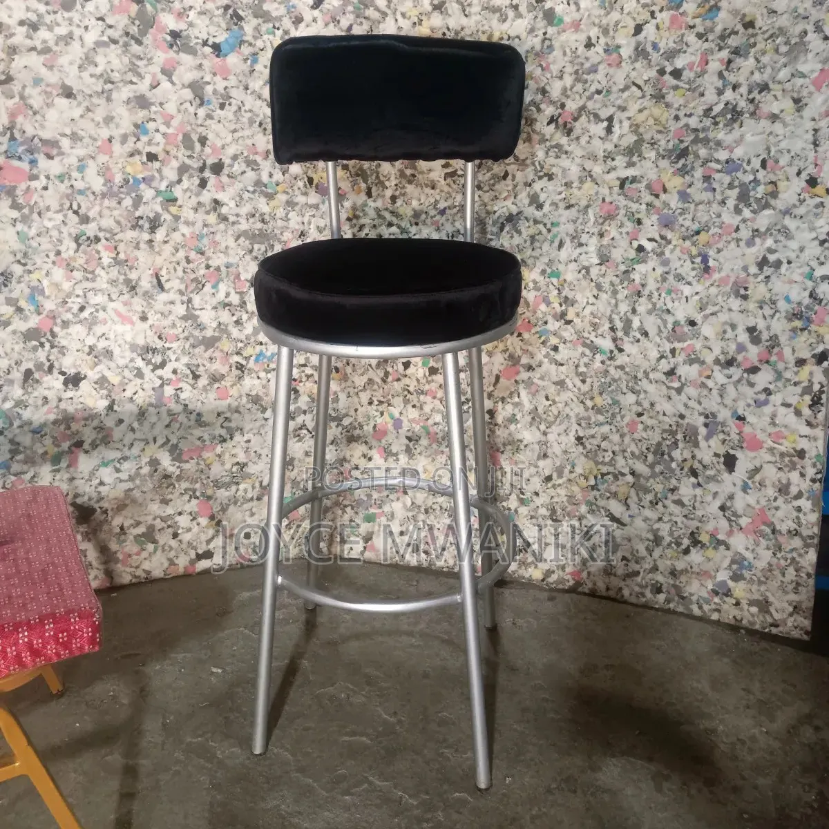 Counter or Kitchen Island Stool, Silver and Black 