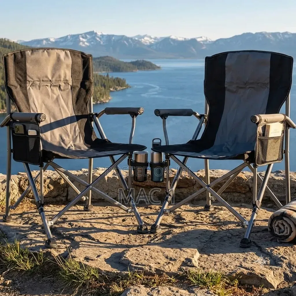 Luxury Portable Folding Camping Chair With Padded Armrests Organizer