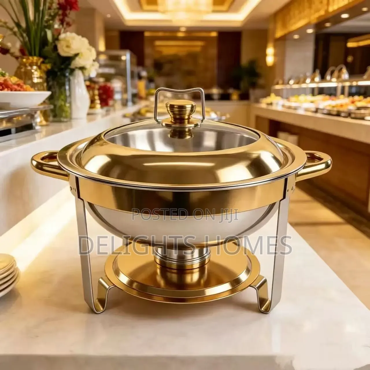 Elegant Round 6-Litre Stainless Steel Chafing Dish-Bli