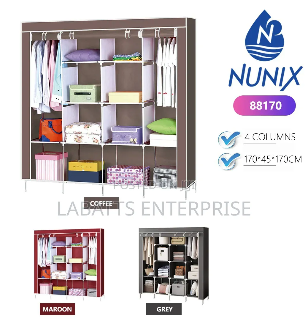 Portable 4-Section Metallic Wardrobe – Smart Space-Saving Organizer