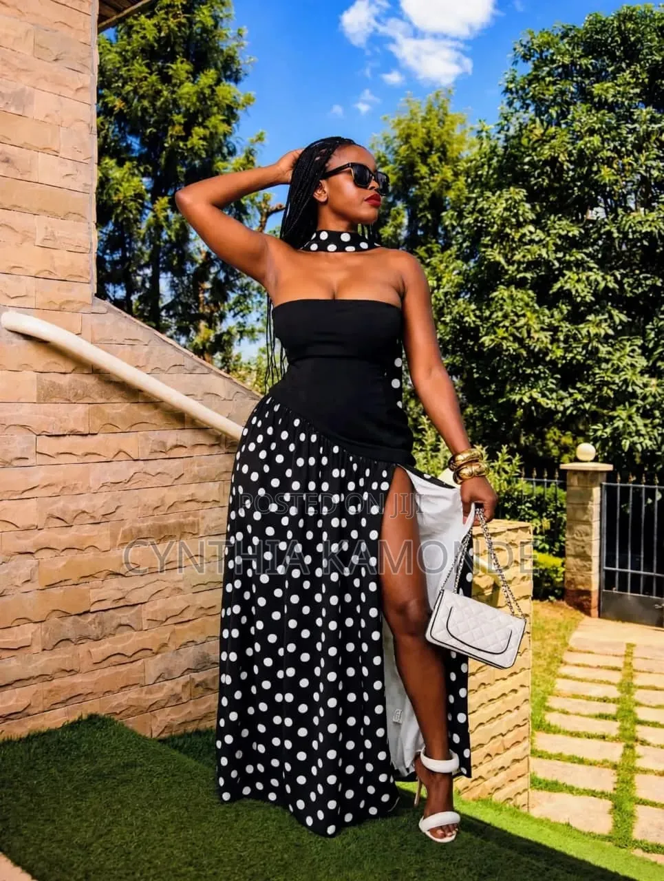 Polka Dot Strappy Bell Sleeve Dress