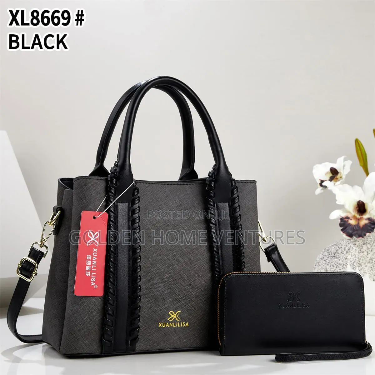 Women Leather Handbag Shoulder Bag Set With Matching Wallet